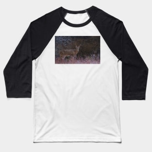 Snowy Buck - White-tailed deer Baseball T-Shirt